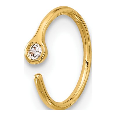 14K Yellow Gold CZ Nose Ring, 20 Gauge