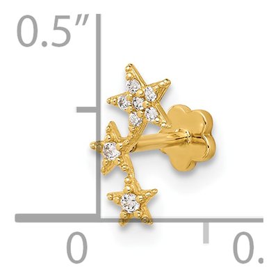 14K Gold CZ Stars Cartilage Earring – view 4