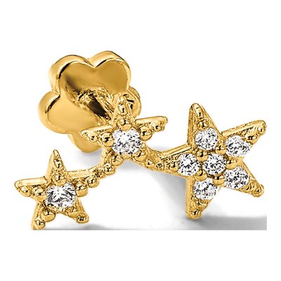14K Gold CZ Stars Cartilage Earring – view 5