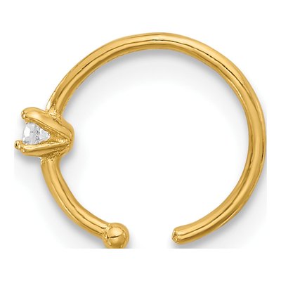 14K Yellow Gold CZ Nose Ring, 20 Gauge Polished – view 2