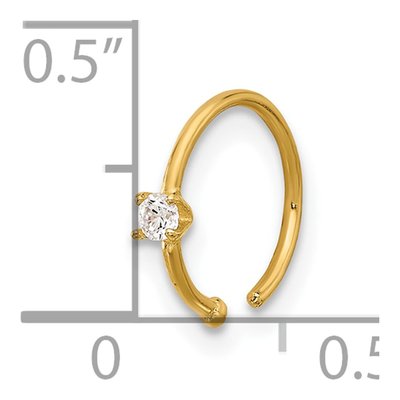 14K Yellow Gold CZ Nose Ring, 20 Gauge Polished – view 4