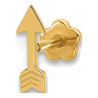 14K Yellow Gold Arrow Cartilage Stud