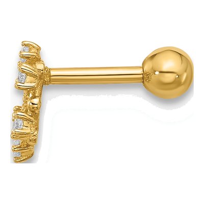 14K Yellow Gold CZ Snowflake Cartilage Stud – view 2
