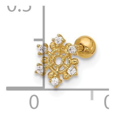 14K Yellow Gold CZ Snowflake Cartilage Stud – view 4