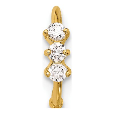 14K Yellow Gold 3-Stone CZ Nose Ring, 20 Gauge – view 3