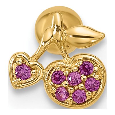 14K Yellow Gold Pink CZ Cherry Cartilage Stud – view 3
