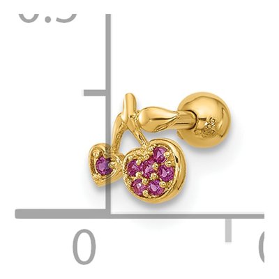 14K Yellow Gold Pink CZ Cherry Cartilage Stud – view 4