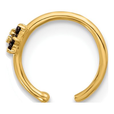14K Gold Black & White CZ Flower Nose Ring – view 2