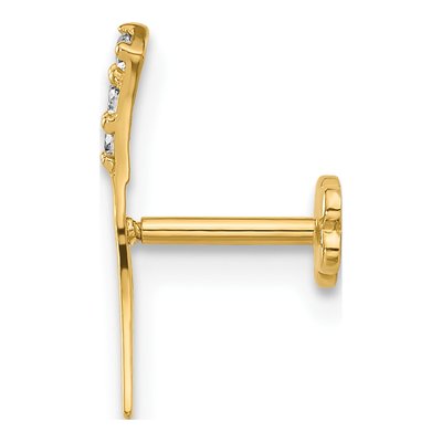 14K Yellow Gold CZ Cartilage Stud – view 2