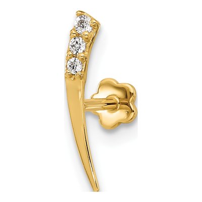 14K Yellow Gold CZ Cartilage Stud