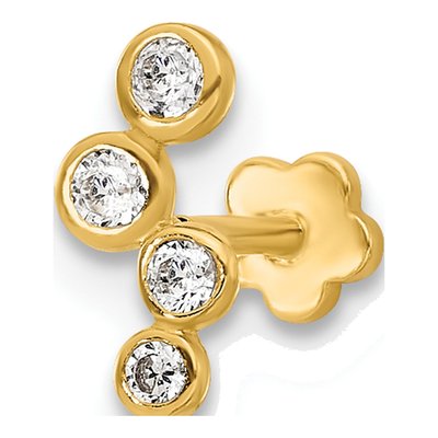 14K Yellow Gold CZ Cartilage Stud