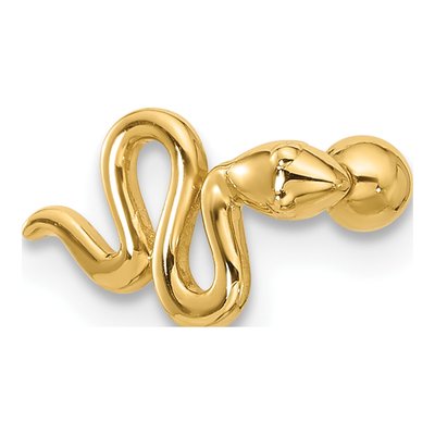 14K Yellow Gold Snake Cartilage Stud Earring