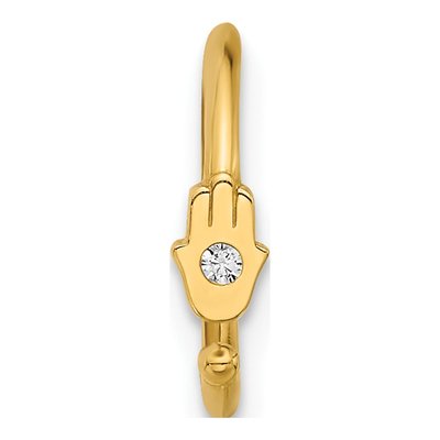 14K Gold CZ Hamsa Nose Ring, 20 Gauge – view 3