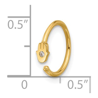 14K Gold CZ Hamsa Nose Ring, 20 Gauge – view 4