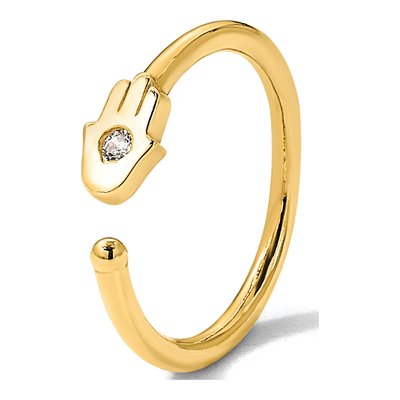 14K Gold CZ Hamsa Nose Ring, 20 Gauge – view 5