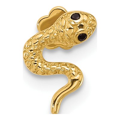 14K Gold Black CZ Snake Cartilage Stud – view 3