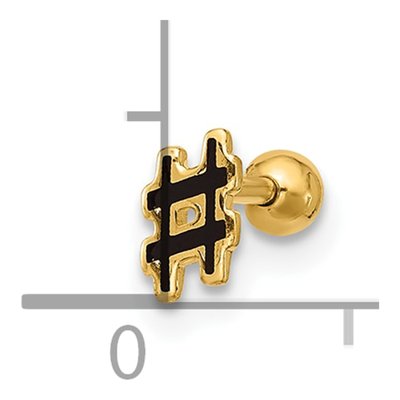 14K Yellow Gold Enameled Hashtag Cartilage Stud – view 4