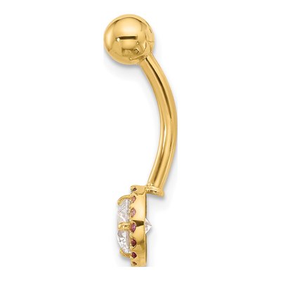14K Gold Rainbow CZ Halo Belly Ring – view 2