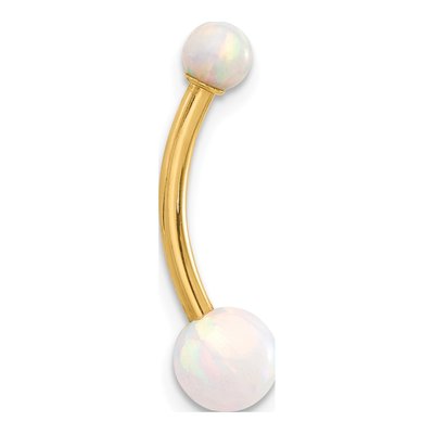 14K Yellow Gold Lab Created Opal Belly Ring – view 2
