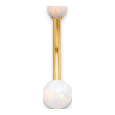 14K Yellow Gold Lab Created Opal Belly Ring – view 3