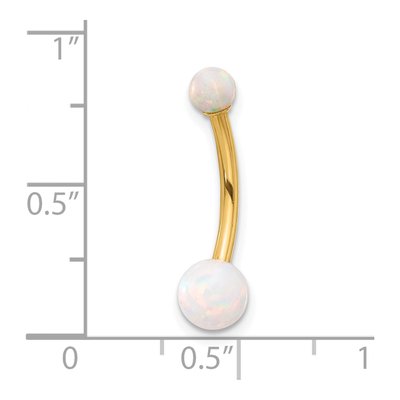 14K Yellow Gold Lab Created Opal Belly Ring – view 4