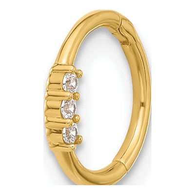 14K Gold CZ Hinged Cartilage Ring, 16 Gauge – view 3