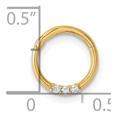14K Gold CZ Hinged Cartilage Ring, 16 Gauge – view 4