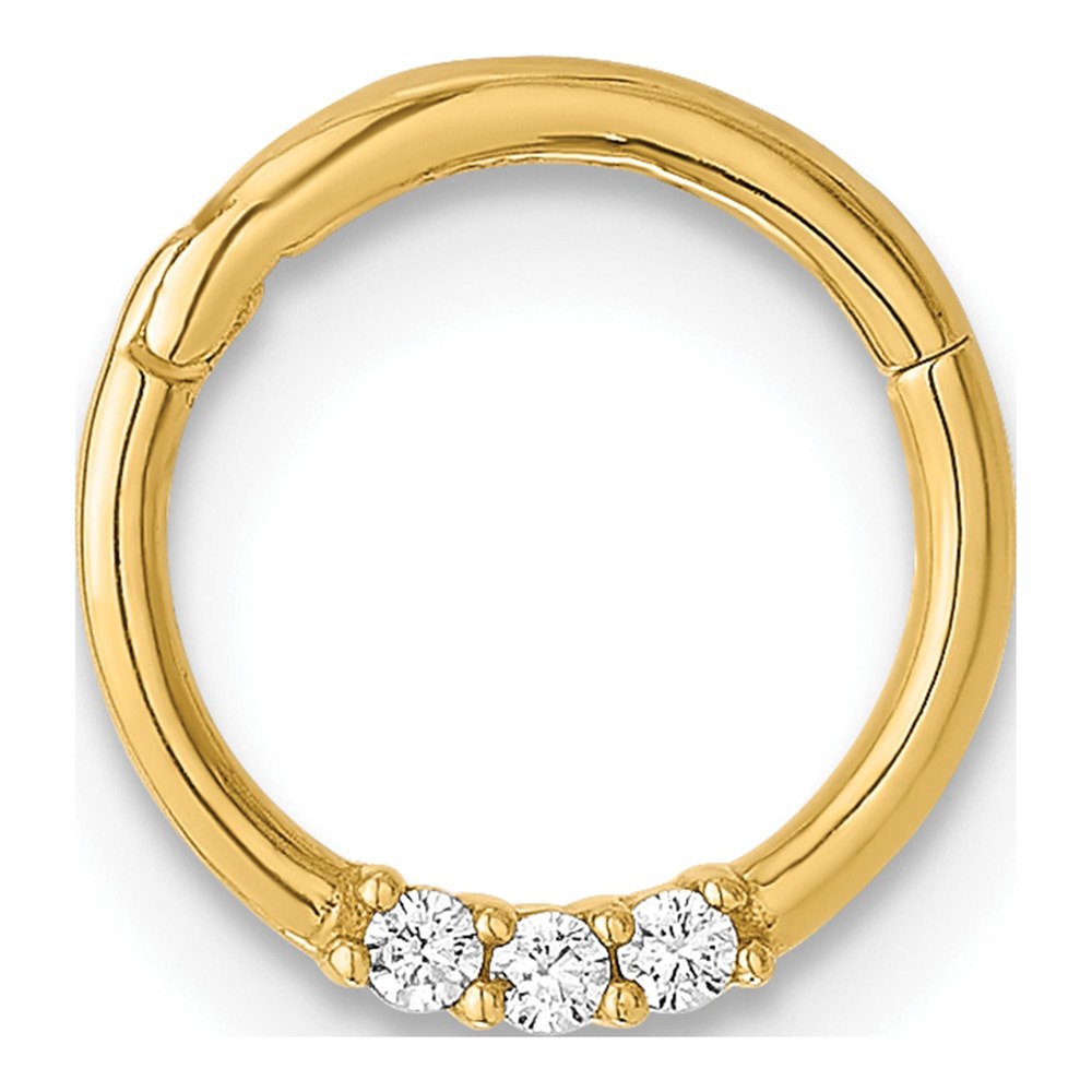14K Gold CZ Hinged Cartilage Ring, 16 Gauge