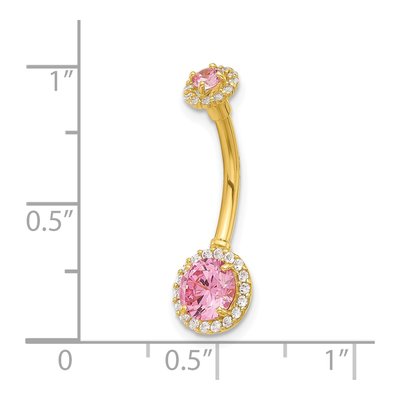 14K Yellow Gold Pink & White CZ Belly Ring – view 4