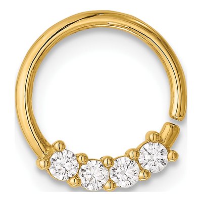 14K Yellow Gold CZ Cartilage Hoop Ring