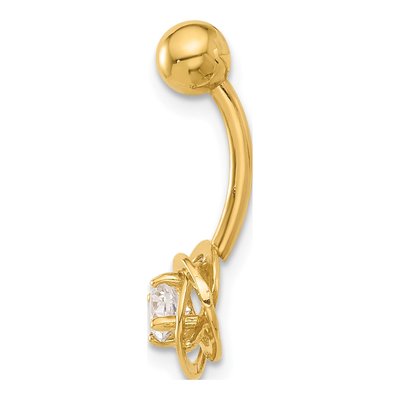 14K Gold CZ Love Knot Belly Ring – view 2