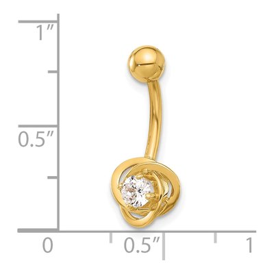 14K Gold CZ Love Knot Belly Ring – view 4