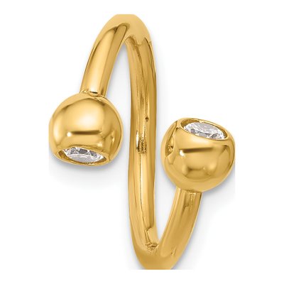 14K Yellow Gold CZ Cartilage Ring, 14 Gauge