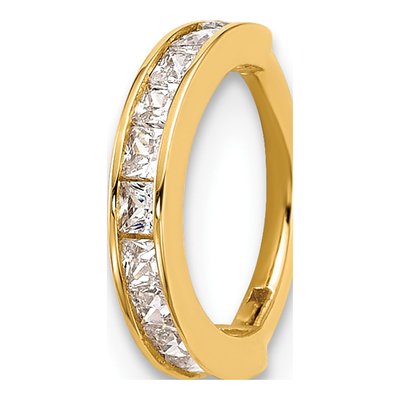 14K Yellow Gold CZ Hinged Cartilage Ring