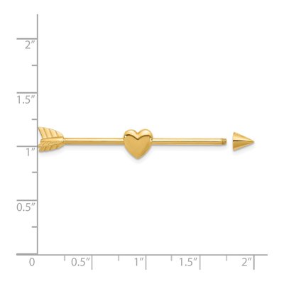 14K Yellow Gold Industrial Barbell – view 3