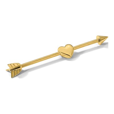 14K Yellow Gold Industrial Barbell – view 4
