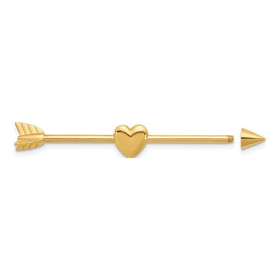 14K Yellow Gold Industrial Barbell