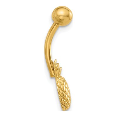 14K Yellow Gold Pineapple Belly Ring, 14 Gauge – view 2