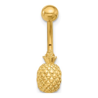 14K Yellow Gold Pineapple Belly Ring, 14 Gauge – view 3