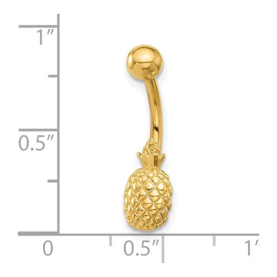 14K Yellow Gold Pineapple Belly Ring, 14 Gauge – view 4