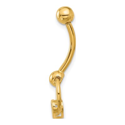 14K Yellow Gold CZ Heart Navel Ring – view 2