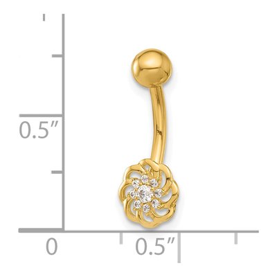 14K Yellow Gold CZ Flower Belly Ring – view 4