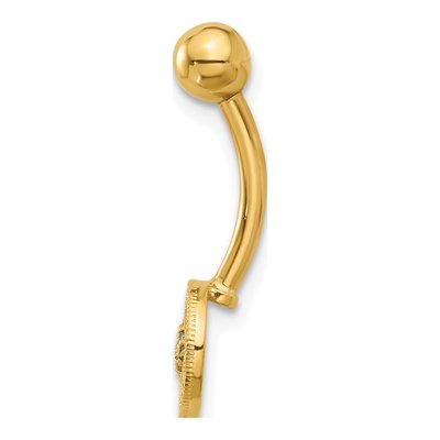 14K Yellow Gold Evil Eye CZ Belly Ring – view 2
