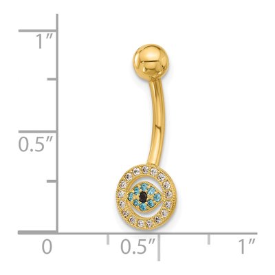 14K Yellow Gold Evil Eye CZ Belly Ring – view 4