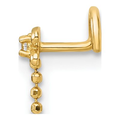 14K Yellow Gold CZ Dragonfly Nose Stud, 18G – view 3