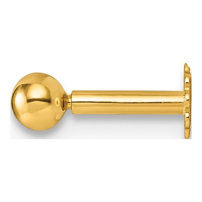14K Yellow Gold Labret Stud, 16 Gauge Ball Piercing – view 3
