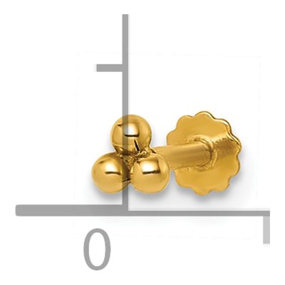 14K Yellow Gold Triple Ball Labret Stud – view 5