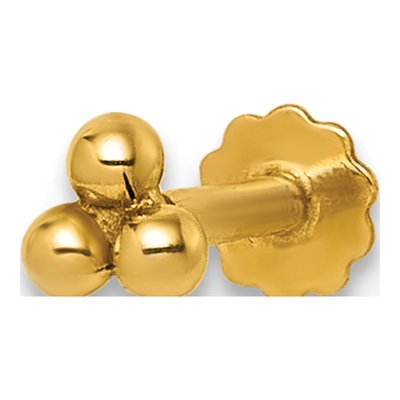 14K Yellow Gold Triple Ball Labret Stud