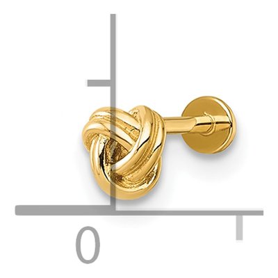 14K Yellow Gold Love Knot Labret Stud, 18G – view 5