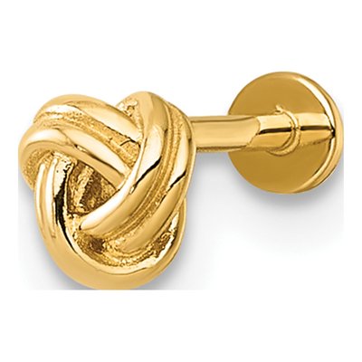 14K Yellow Gold Love Knot Labret Stud, 18G